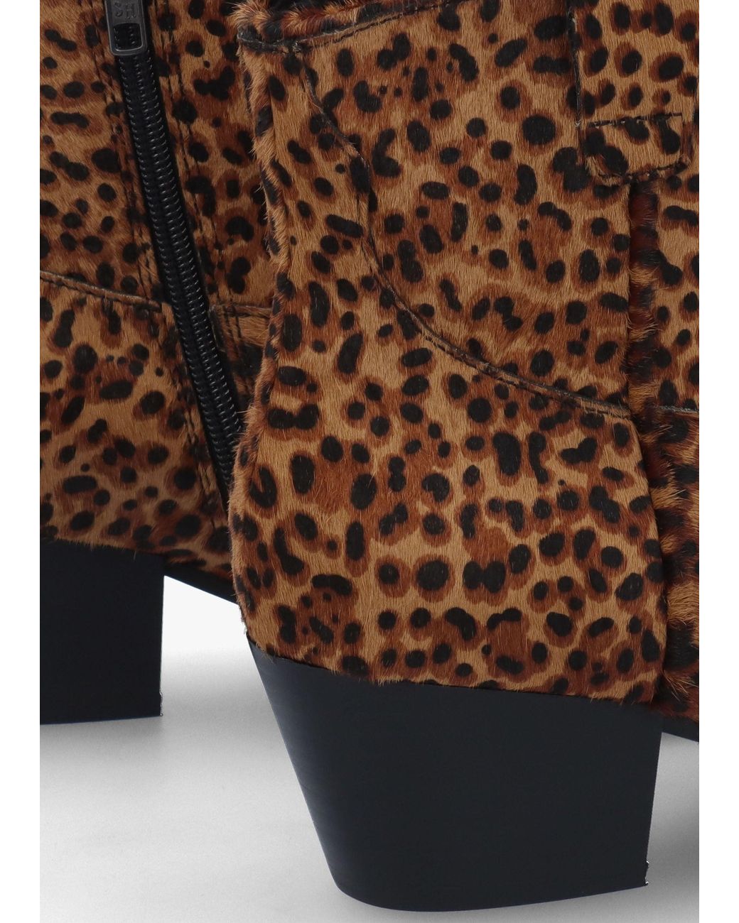 Ash Brown Fame Leopard Pony Hair Western Ankle Boots