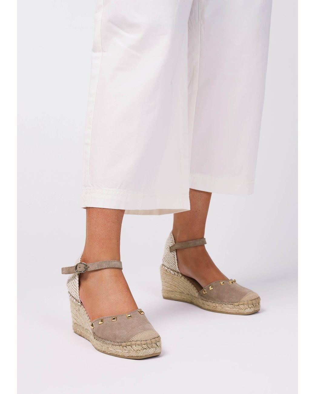 Daniel Natural Instud Studded Wedge Espadrilles