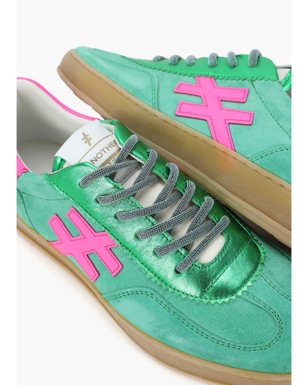 Another Trend Green Metallic Leather Trainers