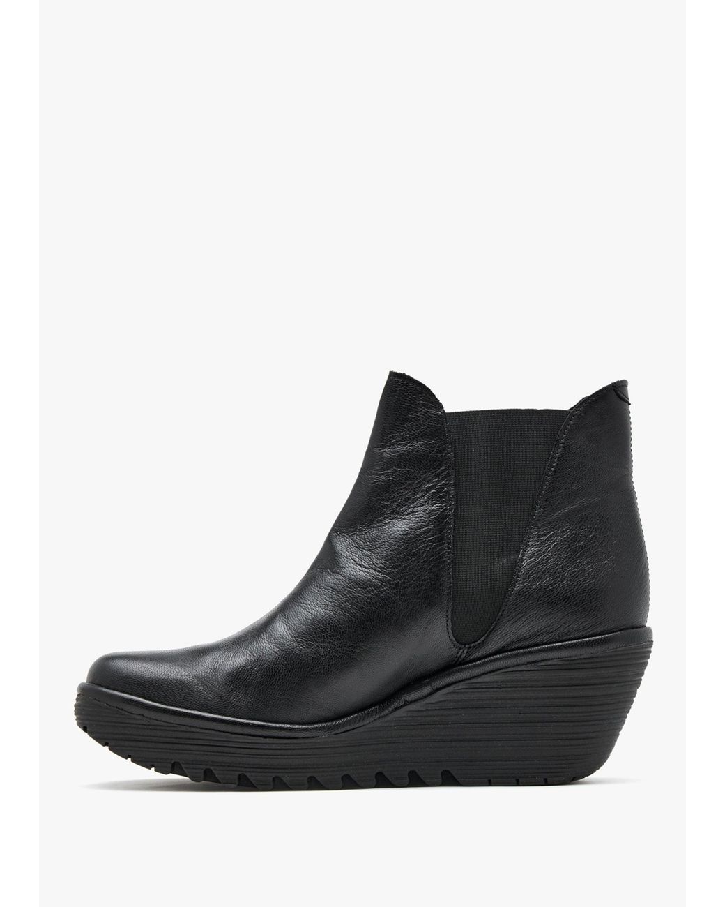 Fly London Black Woss Wedge Ankle Boots