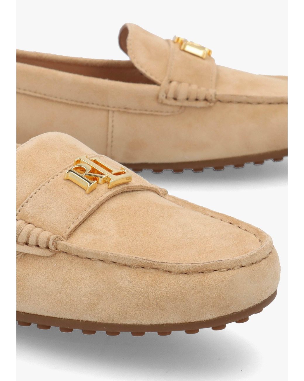 Ralph Lauren White Barnsbury Buff Suede Loafers