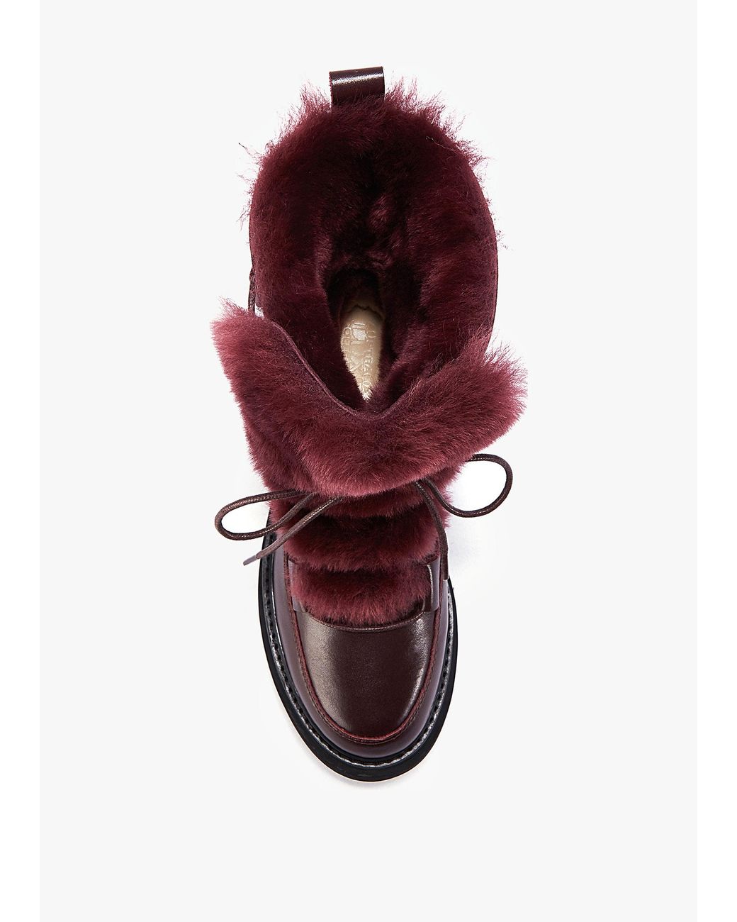 Australia Luxe Red Westward Burgundy Lace Up Shearling Boot