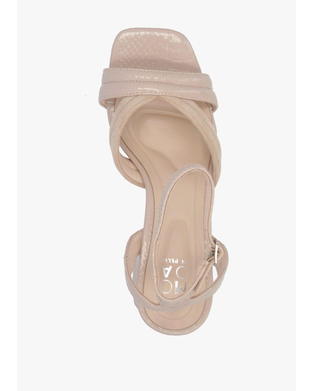 Moda In Pelle Natural Madelia Taupe Reptile Strappy Block Heel Sandals