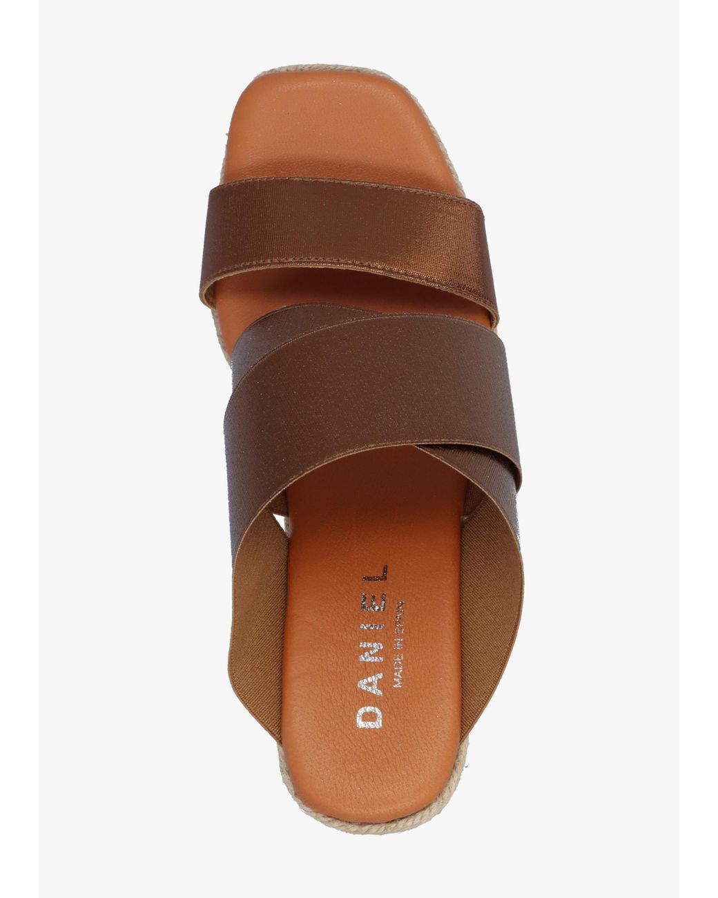 Daniel Brown Khloe Bronze Cross Strap Wedge Espadrille Mules