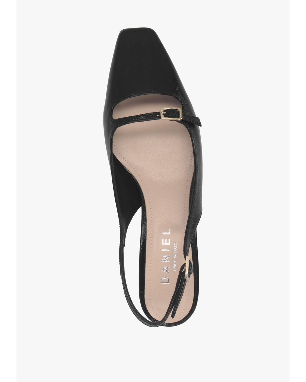 Daniel Black Nux Leather Low Heel Court Shoes