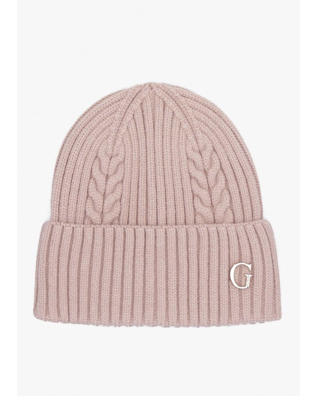 Guess Pink Knitted G Logo Beanie Hat