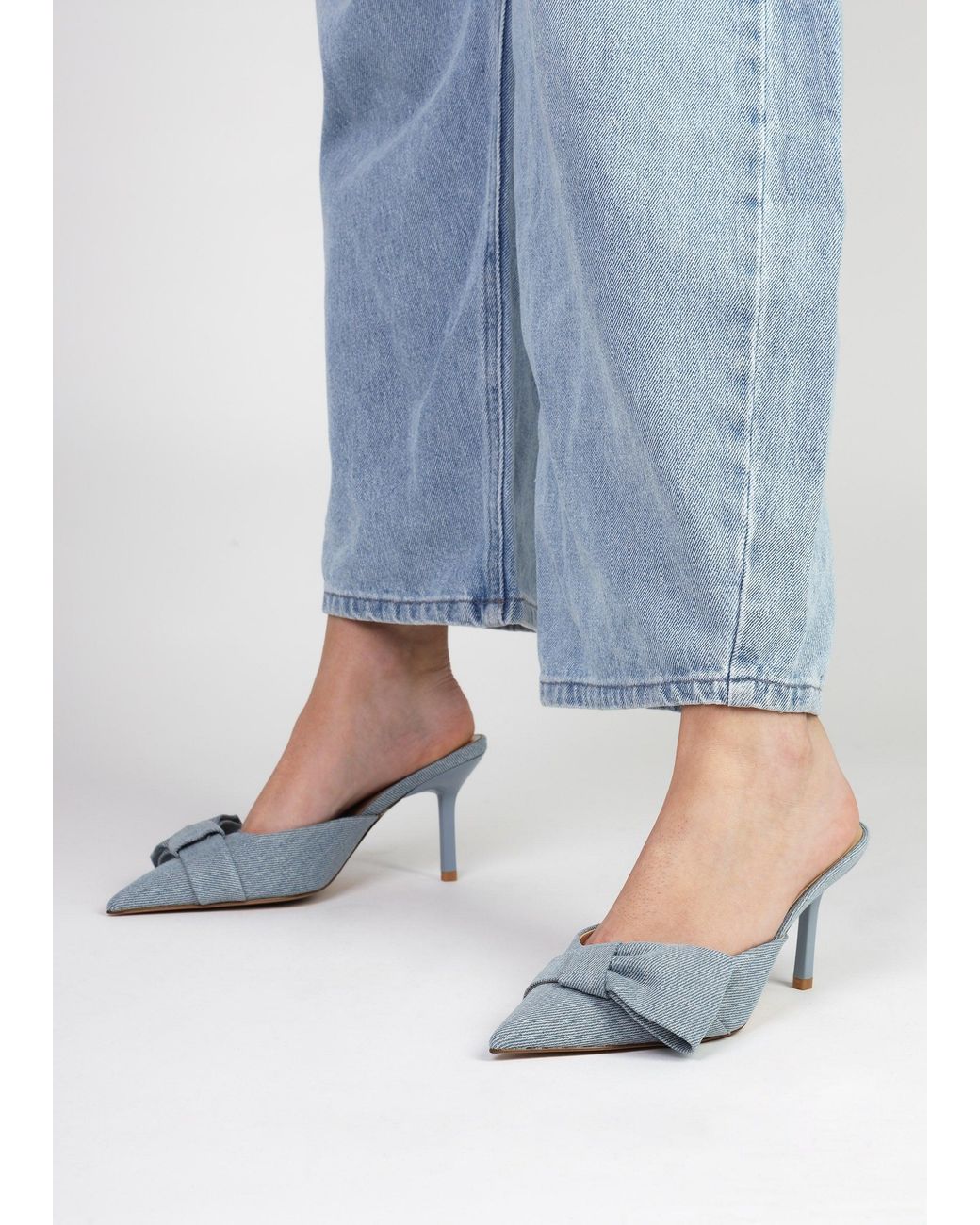 Daniel Blue Erose Denim Bow Heel Mules