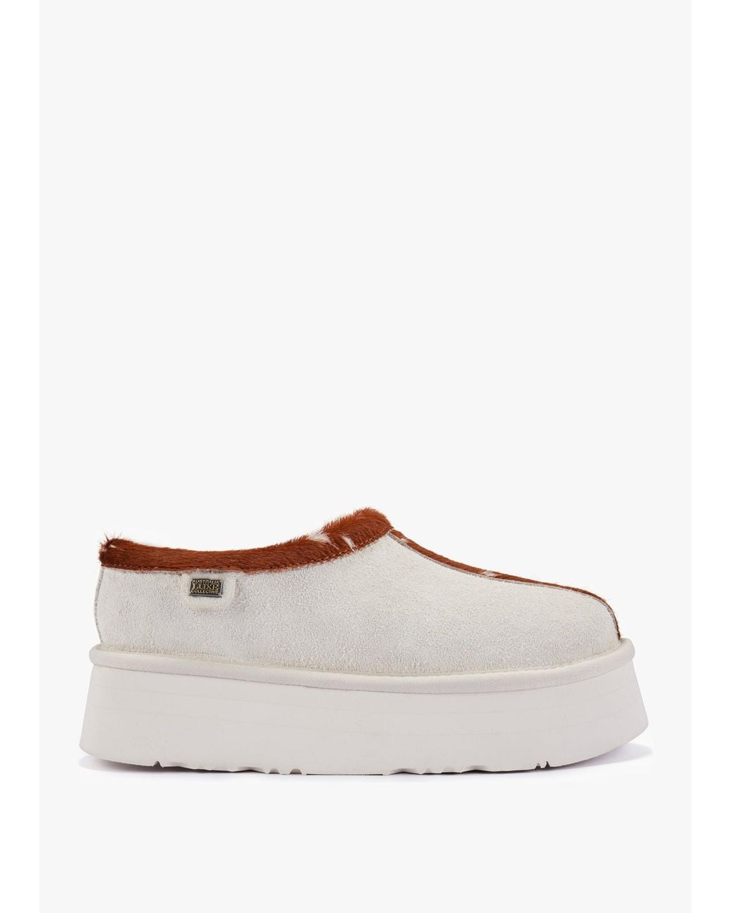 Australia Luxe White Outback Cream Suede Platform Slippers