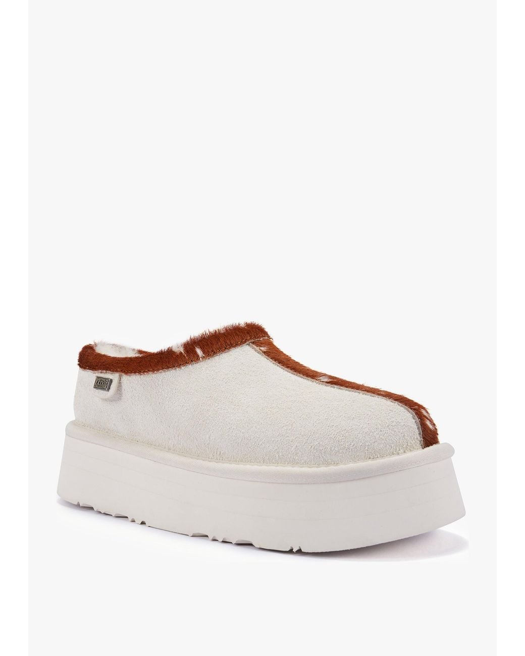 Australia Luxe White Outback Cream Suede Platform Slippers