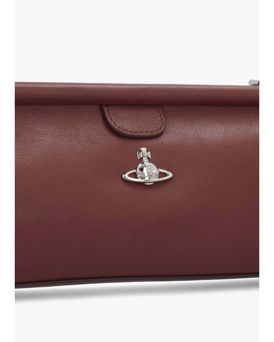 Vivienne Westwood Purple Jane Frame Chestnut Leather Shoulder Bag Purse