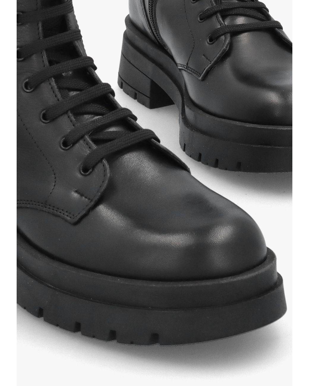 Daniel Black High Shaft Lace Up Biker Boots