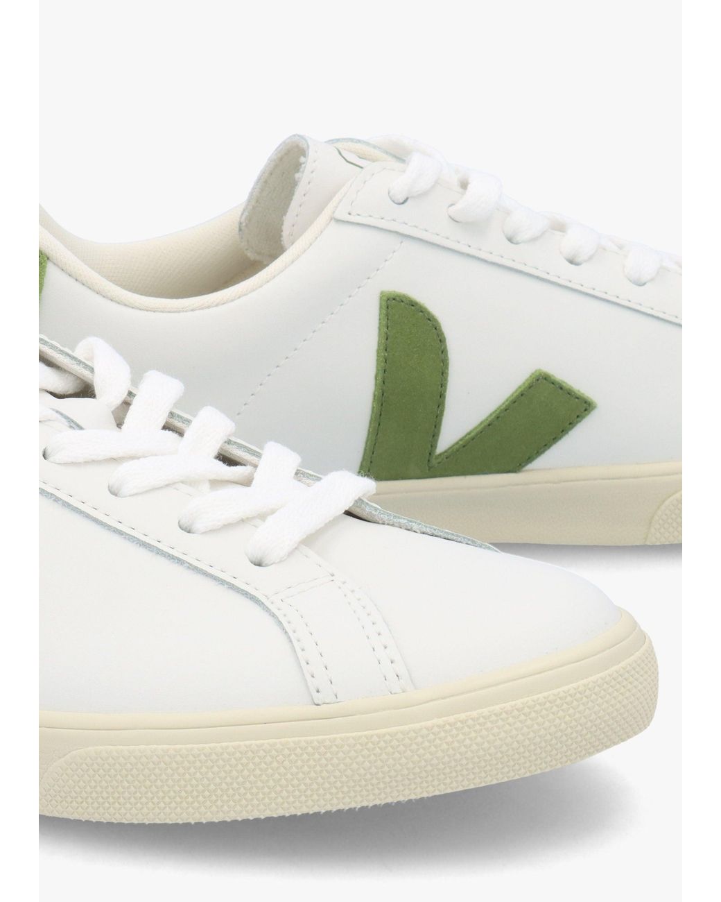 Veja White Esplar Logo Extra Kiwi Leather Trainers