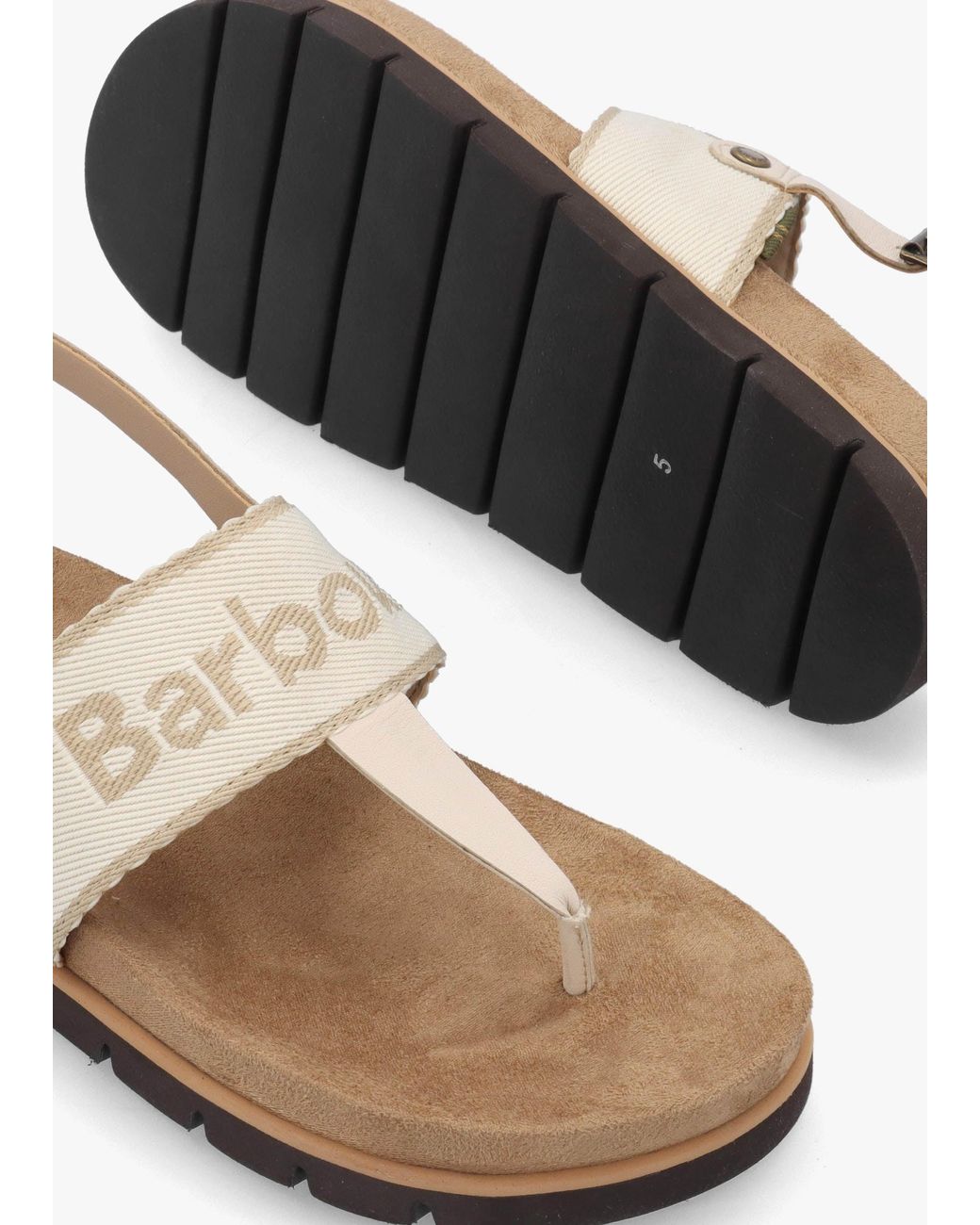 Barbour White Lumley Toe Post Sandals