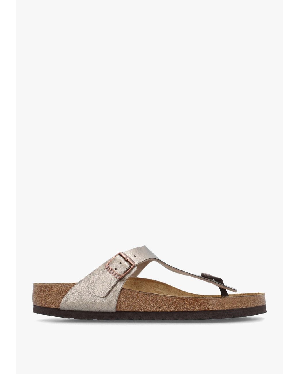 Birkenstock White Gizeh Graceful Taupe Birko-Flor Sandals