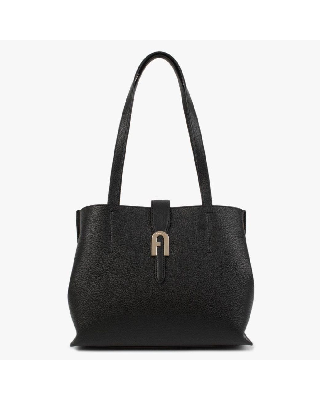 Furla Medium Sofia Black Leather Tote Bag | Lyst
