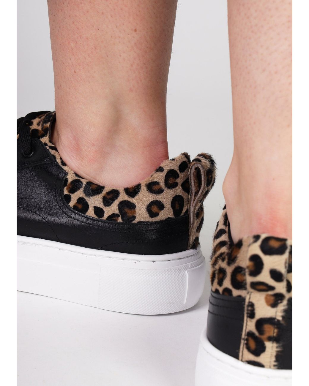 Daniel Black Panny Leather Leopard Trainers