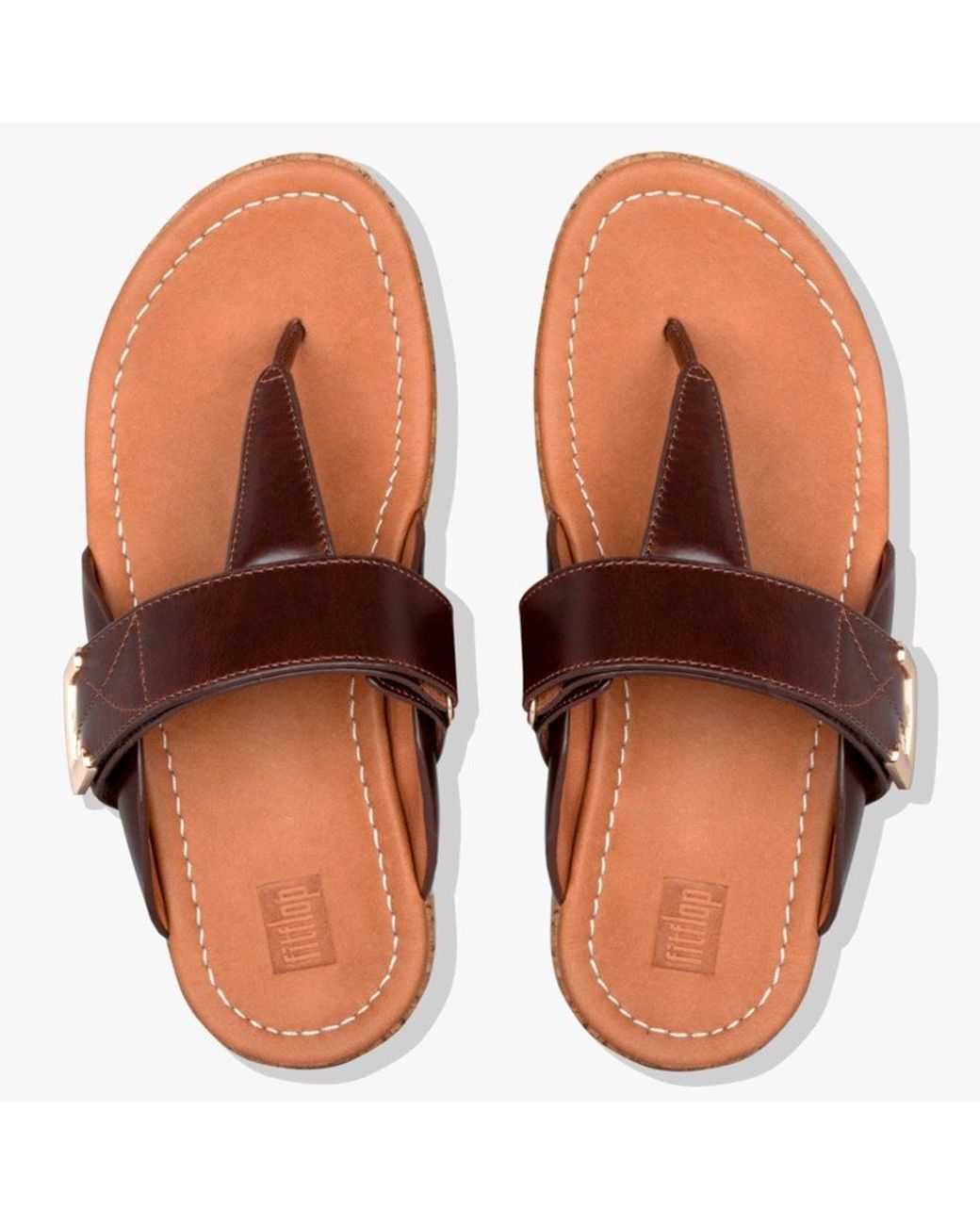 Fitflop Remi Chocolate Brown Leather Adjustable Toe Post Sandals | Lyst