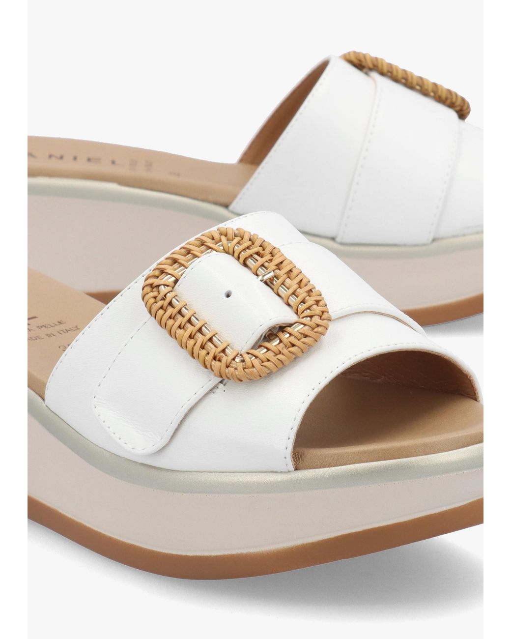 Daniel White Rowhip Woven Buckle Flatform Mules