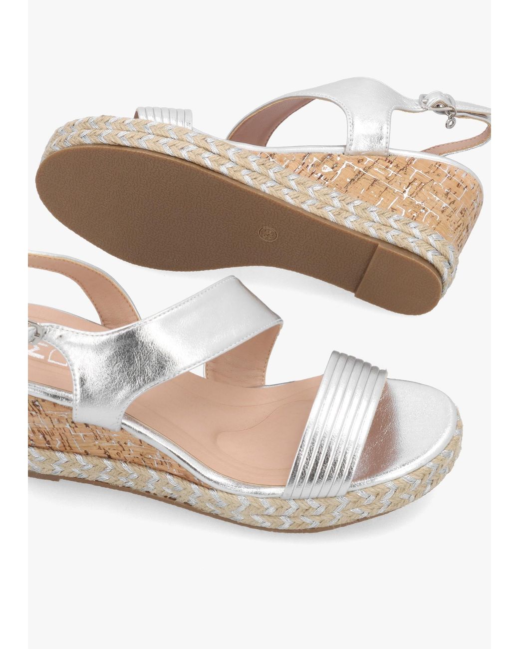 Moda In Pelle White Spotalia Cork Mid Wedge Sandals