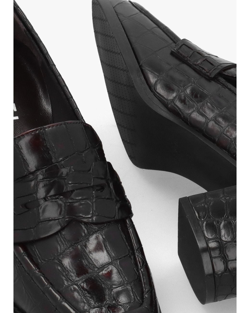Daniel Black Python Leather Block Heel Loafers