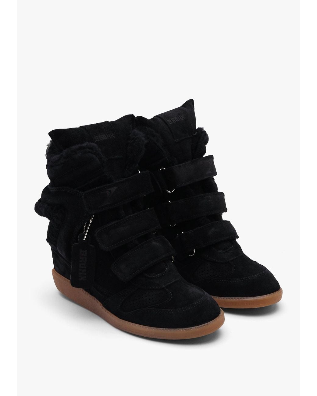 Bronx Black Jae-Yy Shearling High Top Wedge Trainers