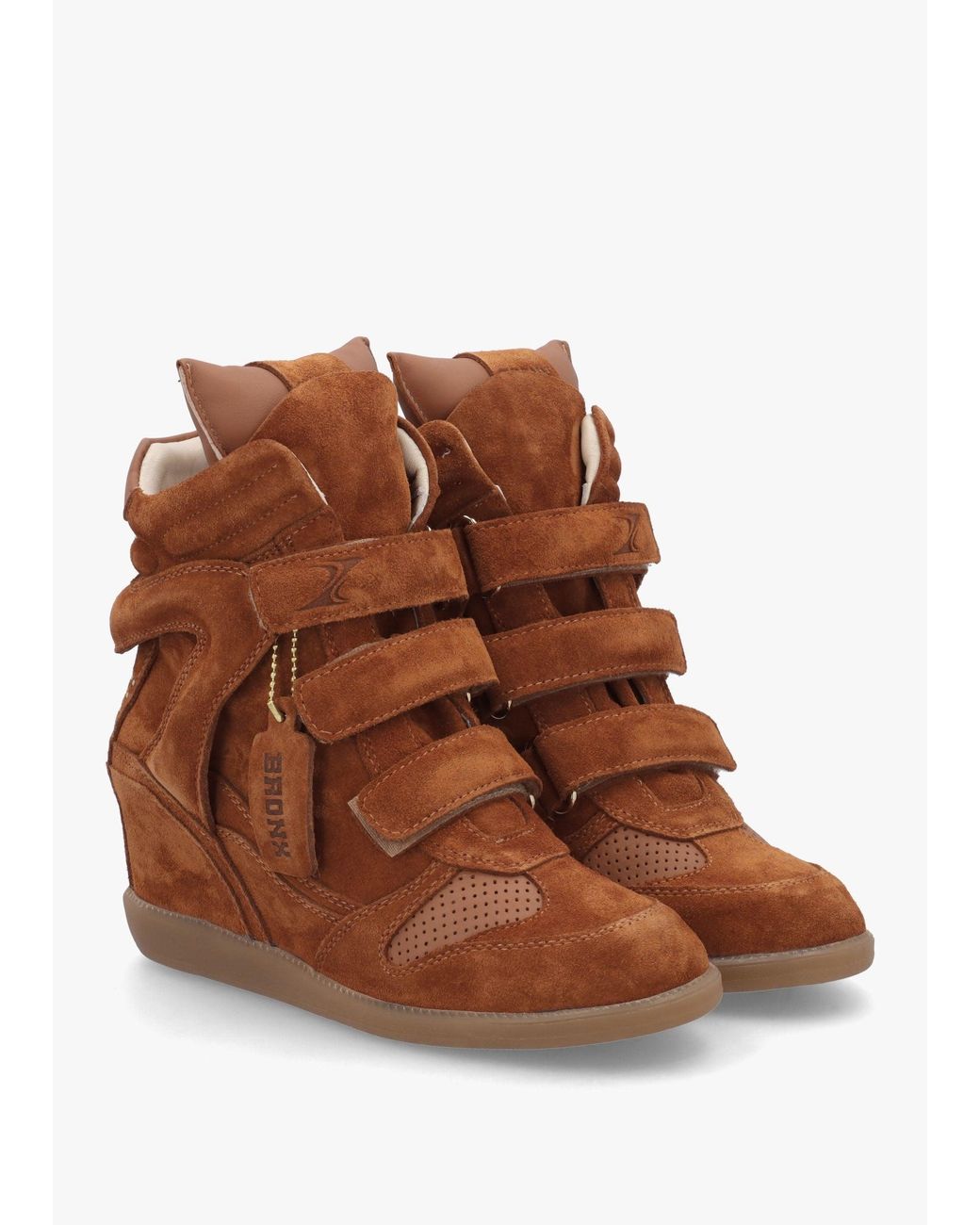 Bronx Brown Jae-Yy Caramel Suede High Top Wedge Trainers