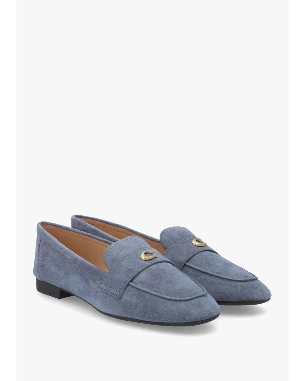 COACH Blue Sculpted C Light Denim Suede Loafers