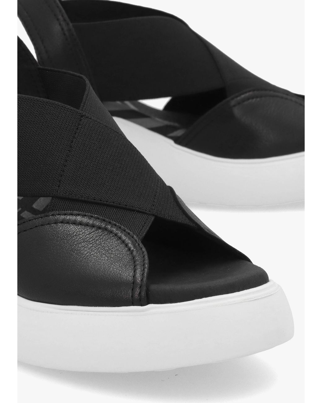 Fly London White Daif Mid Wedge Sandals