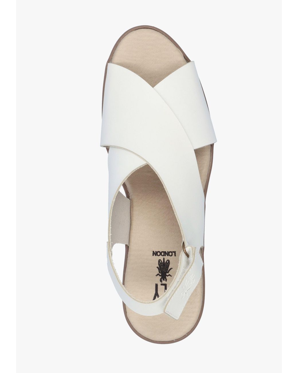 Fly London White Nabi Sling Back Low Wedge Sandals