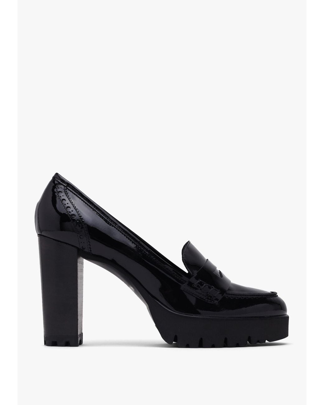 Luca Grossi Black Leather Platform Heeled Loafers