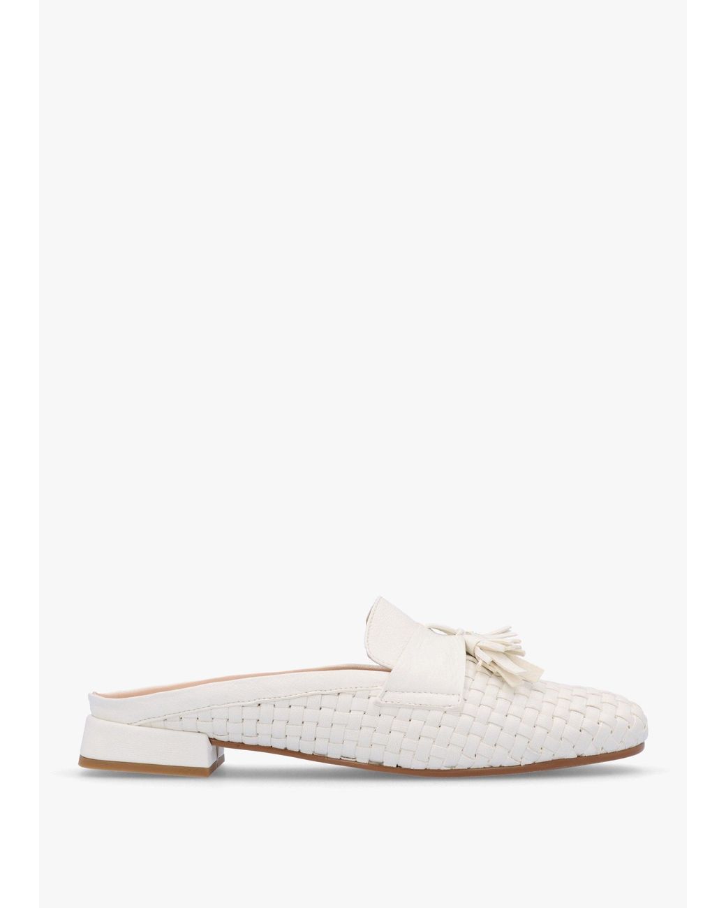 Daniel White Nova Cream Leather Woven Backless Mules