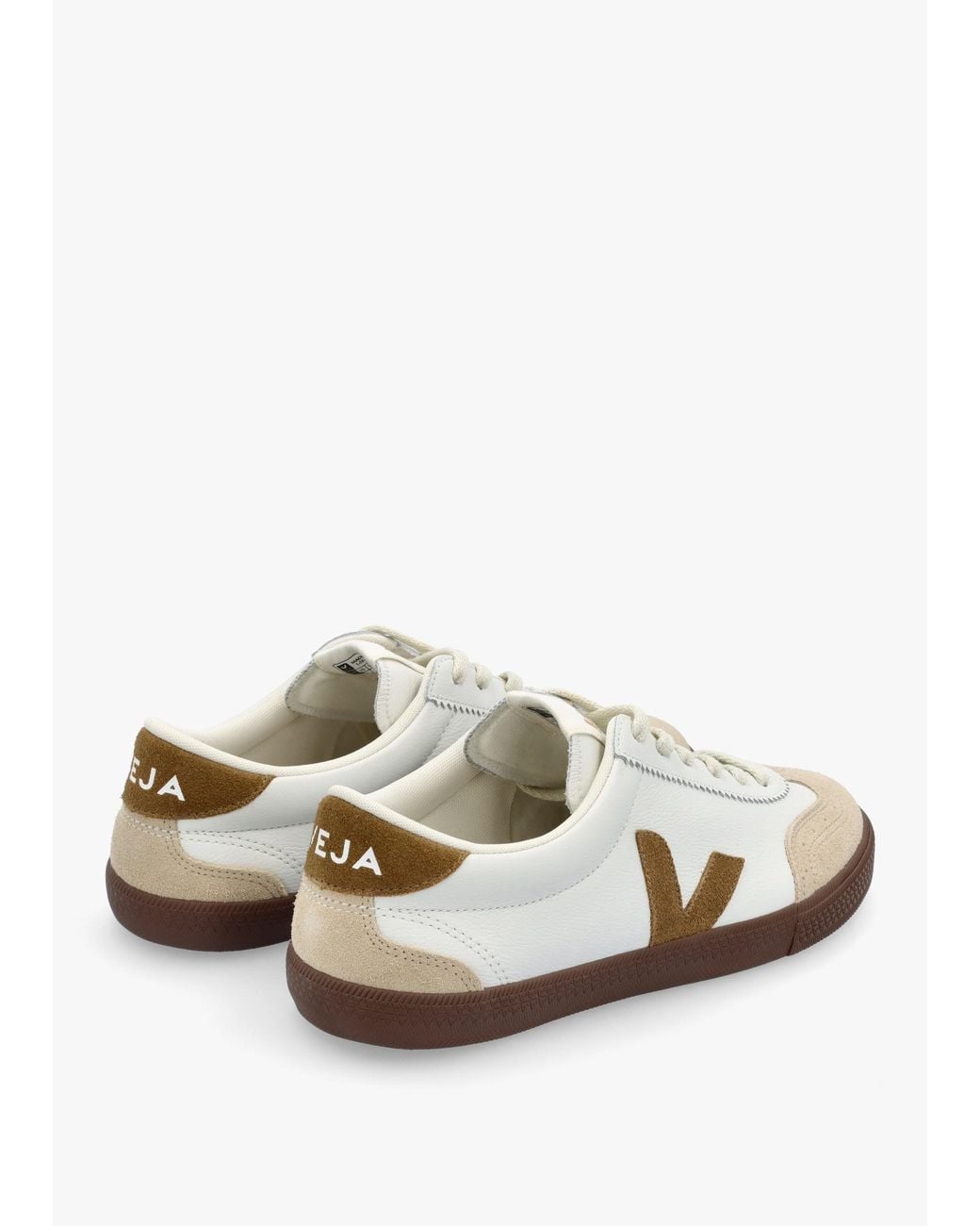 Veja White Volley O.T Leather Tent Bark Trainers