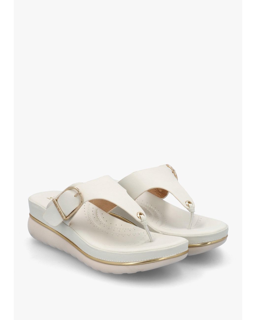 Moda In Pelle White Jesse Off Toe Post Wedge Sandals