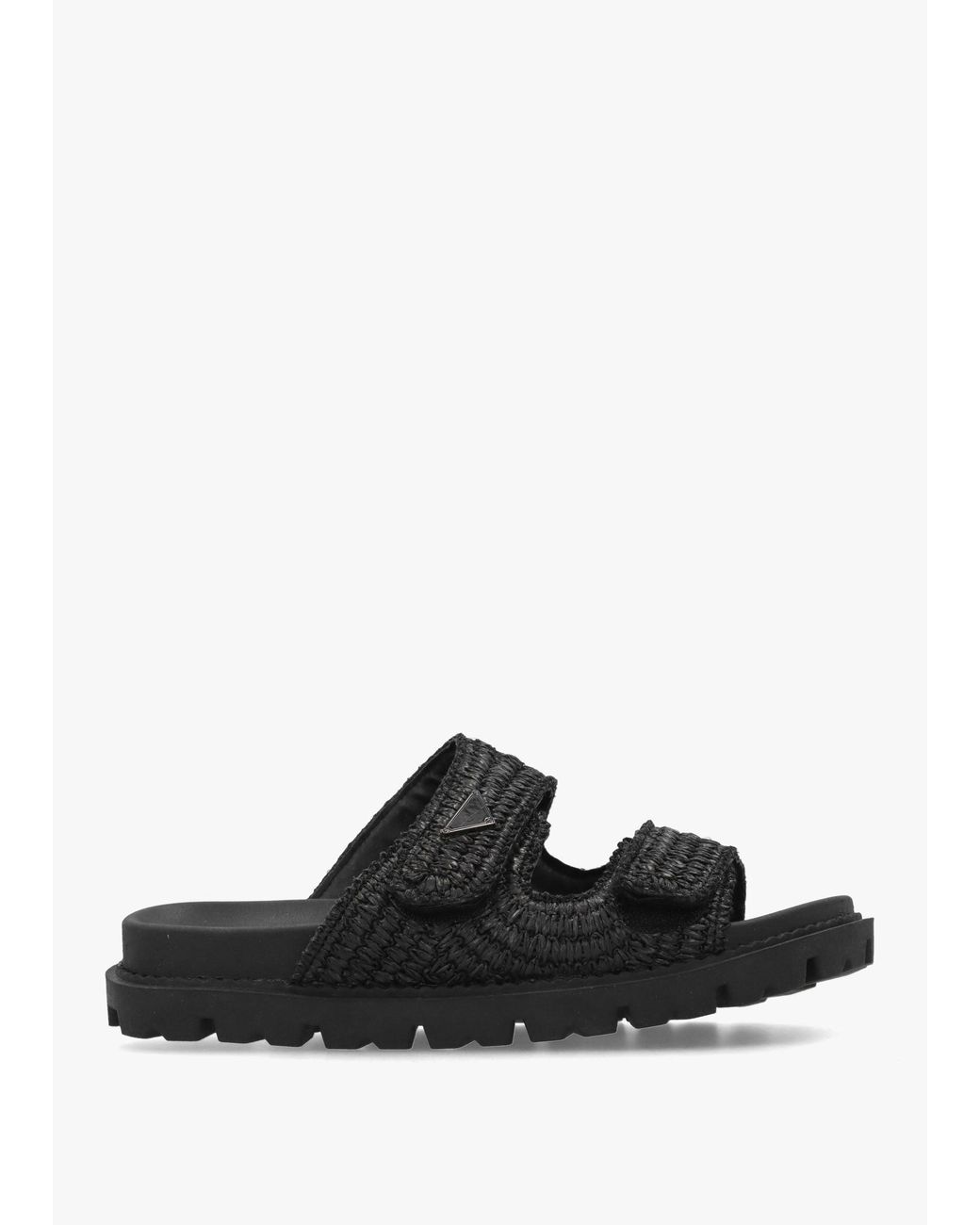 Daniel Black York Woven Straw Two Bar Chunky Mules