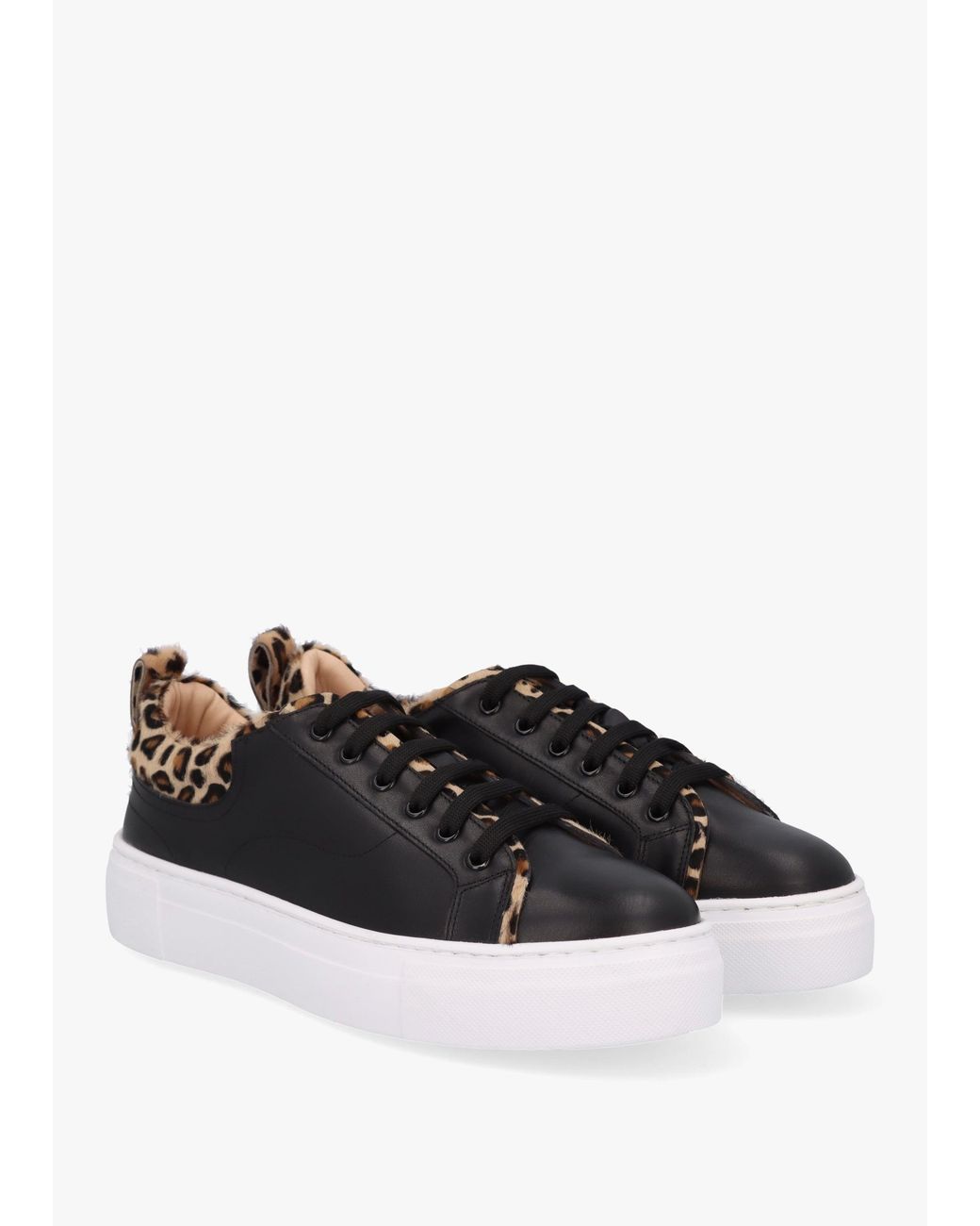 Daniel Black Panny Leather Leopard Trainers