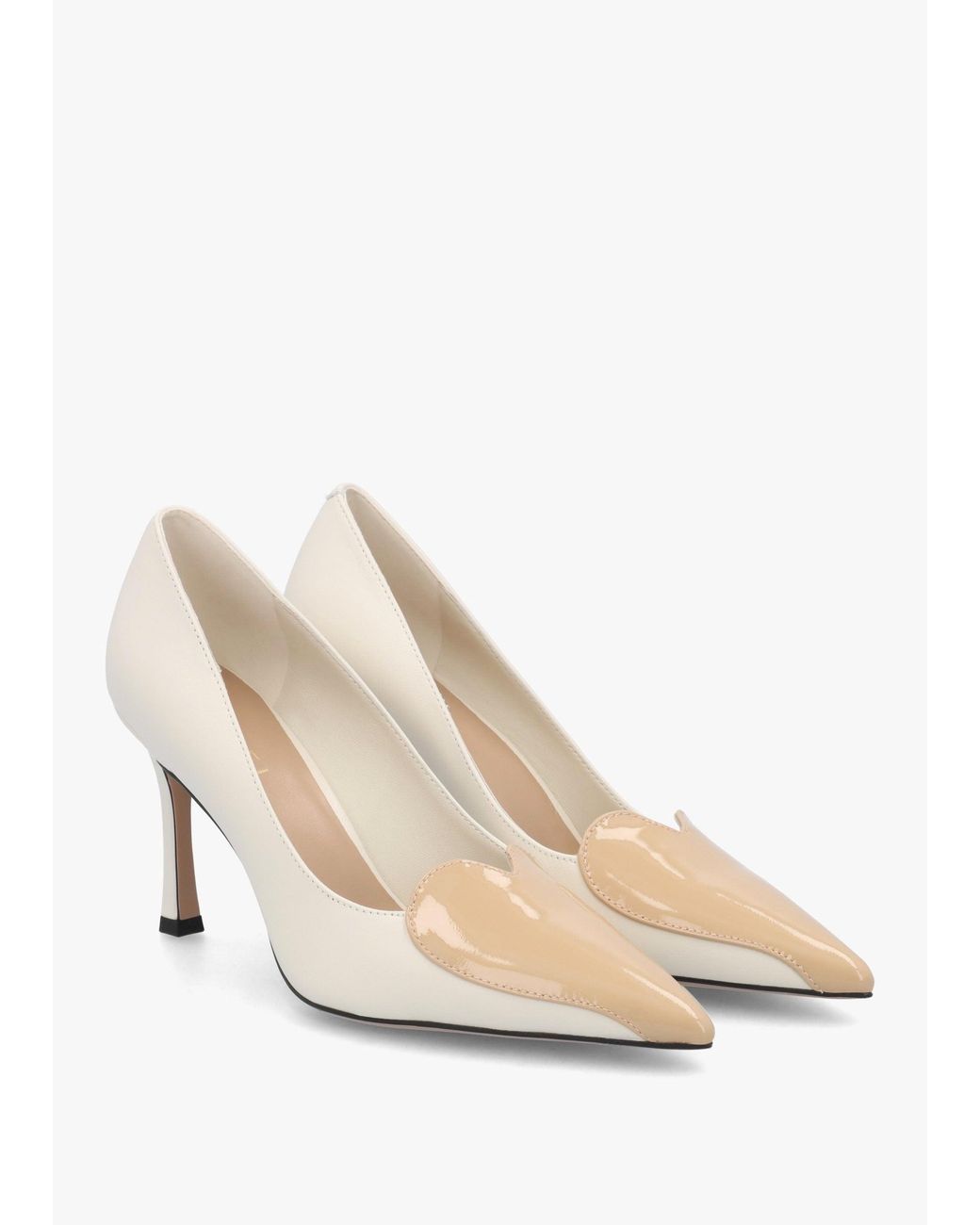 Daniel White Elove Cream Leather Nude Heart Toe Cap Court Shoes