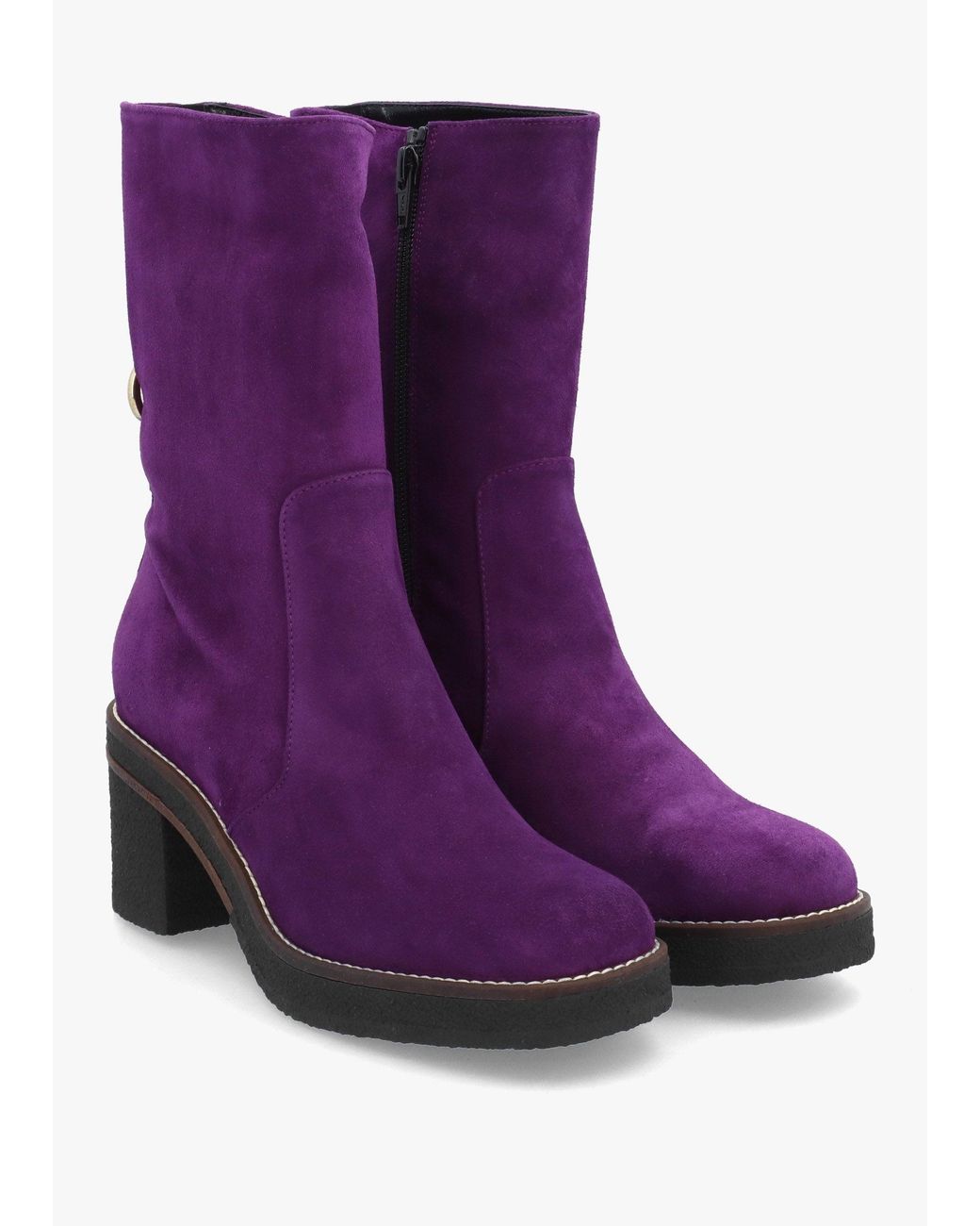 Daniel Purple Block Heel Calf Boots