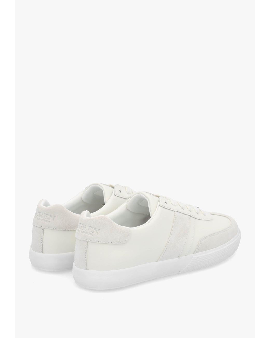 Ralph Lauren White Braylee Bianco Leather & Suede Trainers