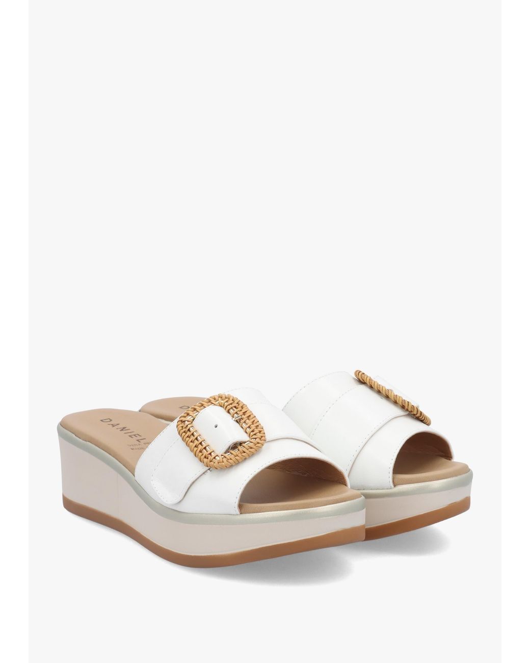 Daniel White Rowhip Woven Buckle Flatform Mules