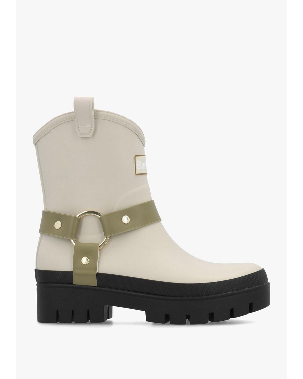 Barbour White Elley Harness Light Oak Bleached Wellington Boots