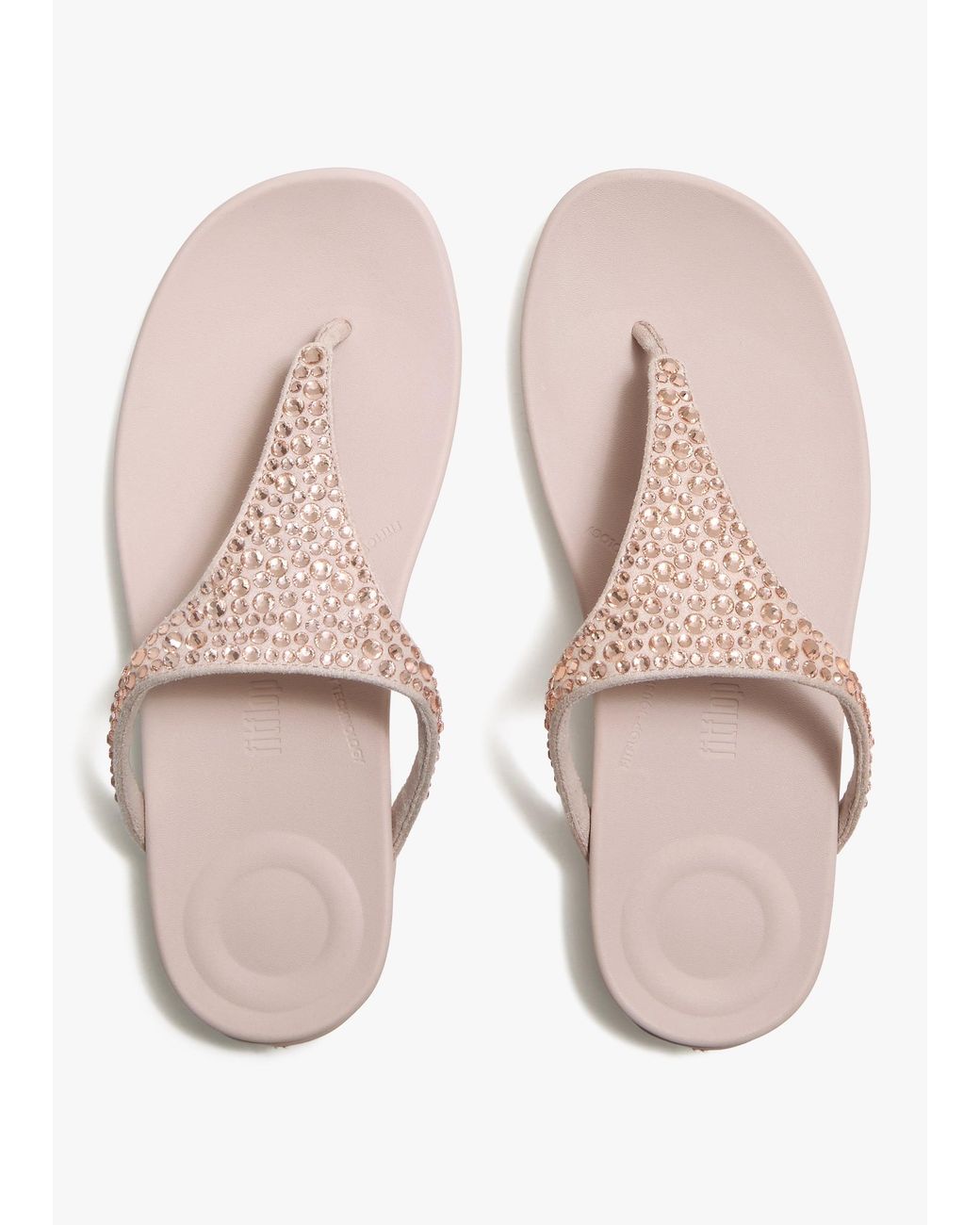 Fitflop Pink Solay Nude Rose Mixed Crystal Tote Post Sandals