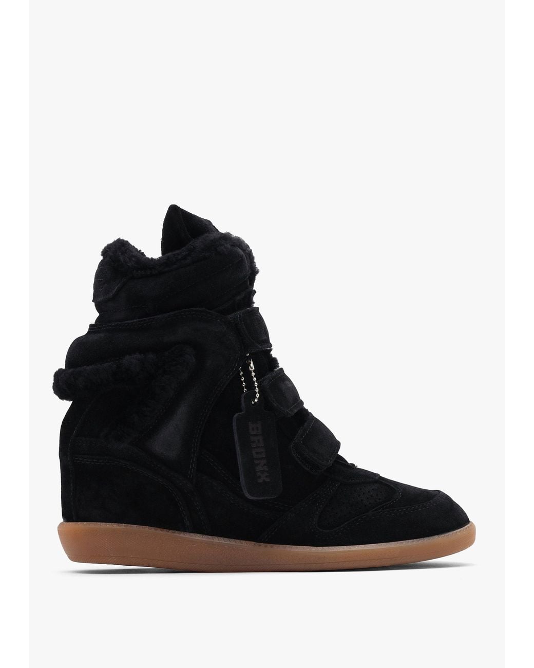 Bronx Black Jae-Yy Shearling High Top Wedge Trainers