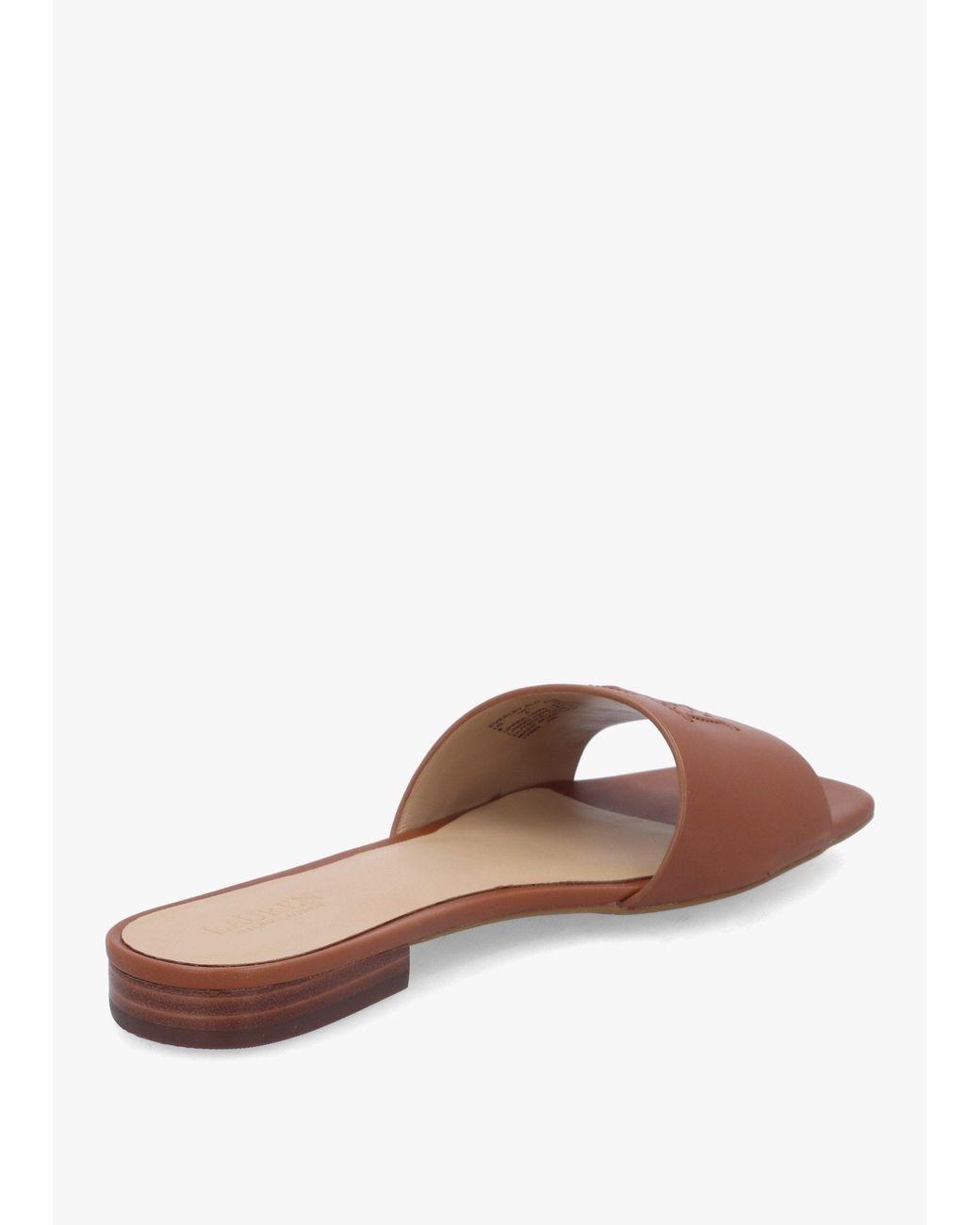 Ralph Lauren White Everley Lauren Tan Nappa Leather Slide Sandals