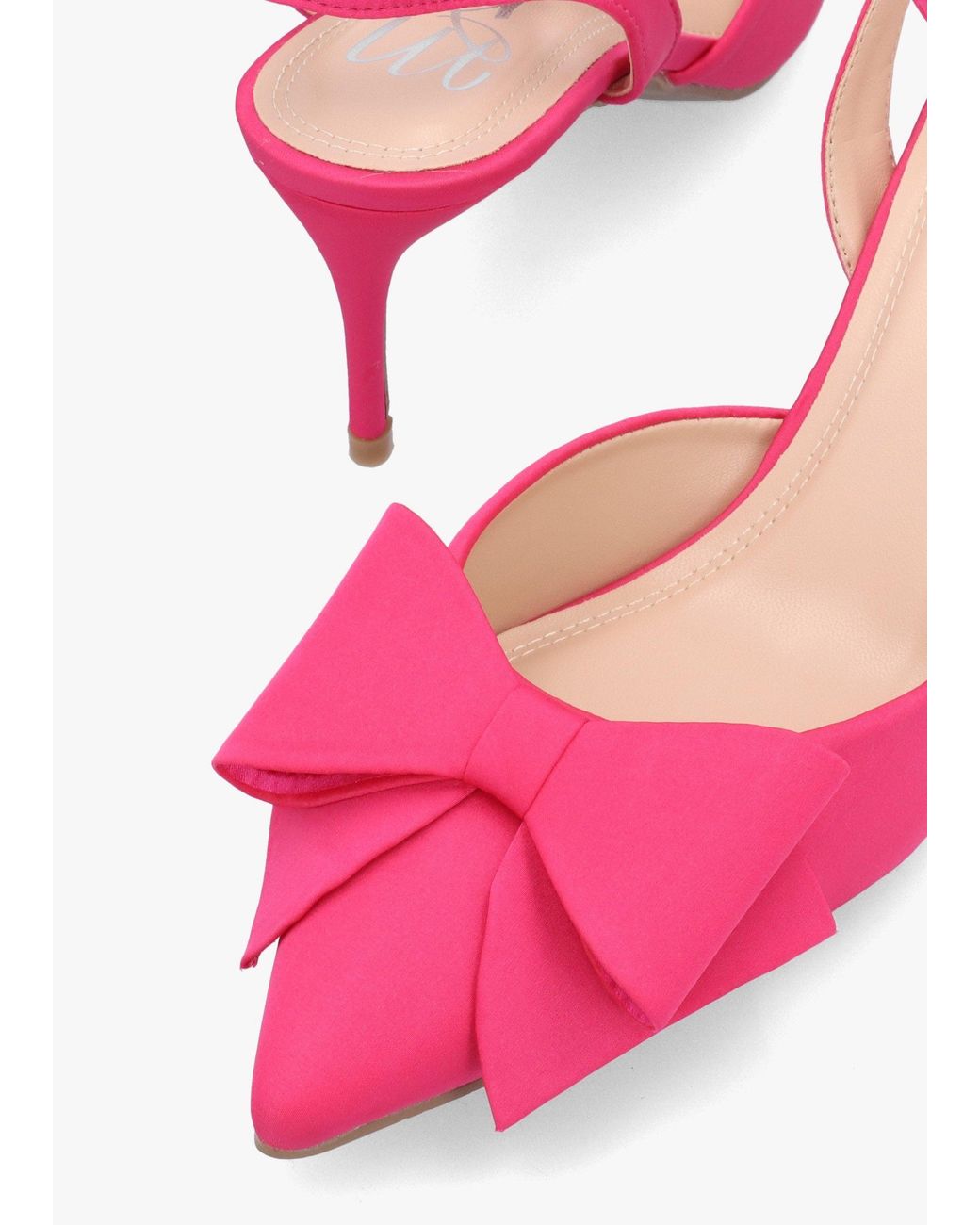 Moda In Pelle Pink Nahara Satin Bow Low Heel Court Shoes