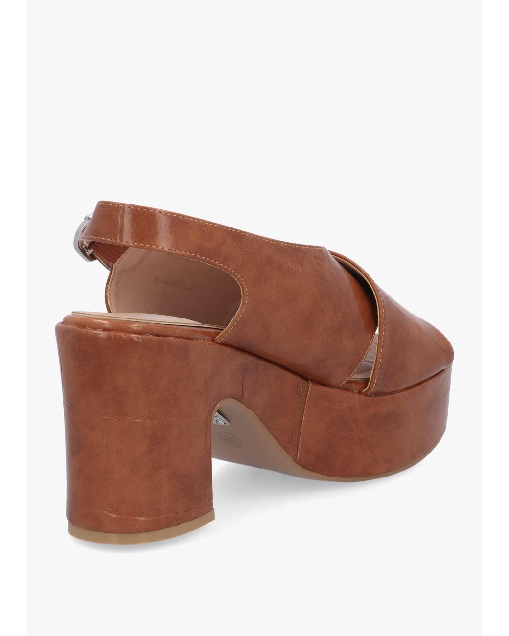 Moda In Pelle Brown Nakara Tan Moc Croc Chunky Platform Heel Sandals