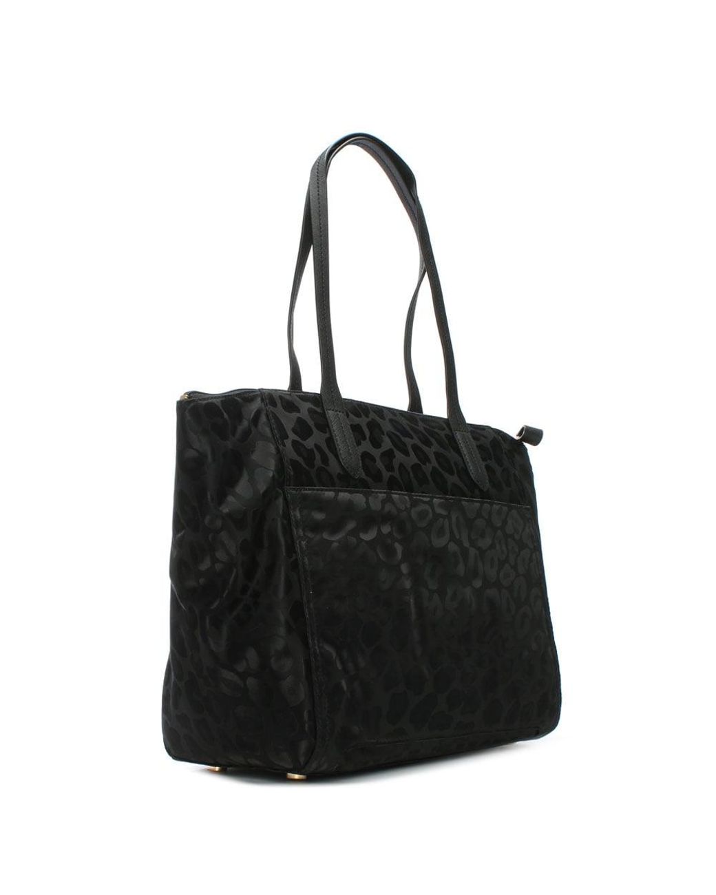 Michael Kors Synthetic Kelsey Black Nylon Leopard Print Tote Bag | Lyst
