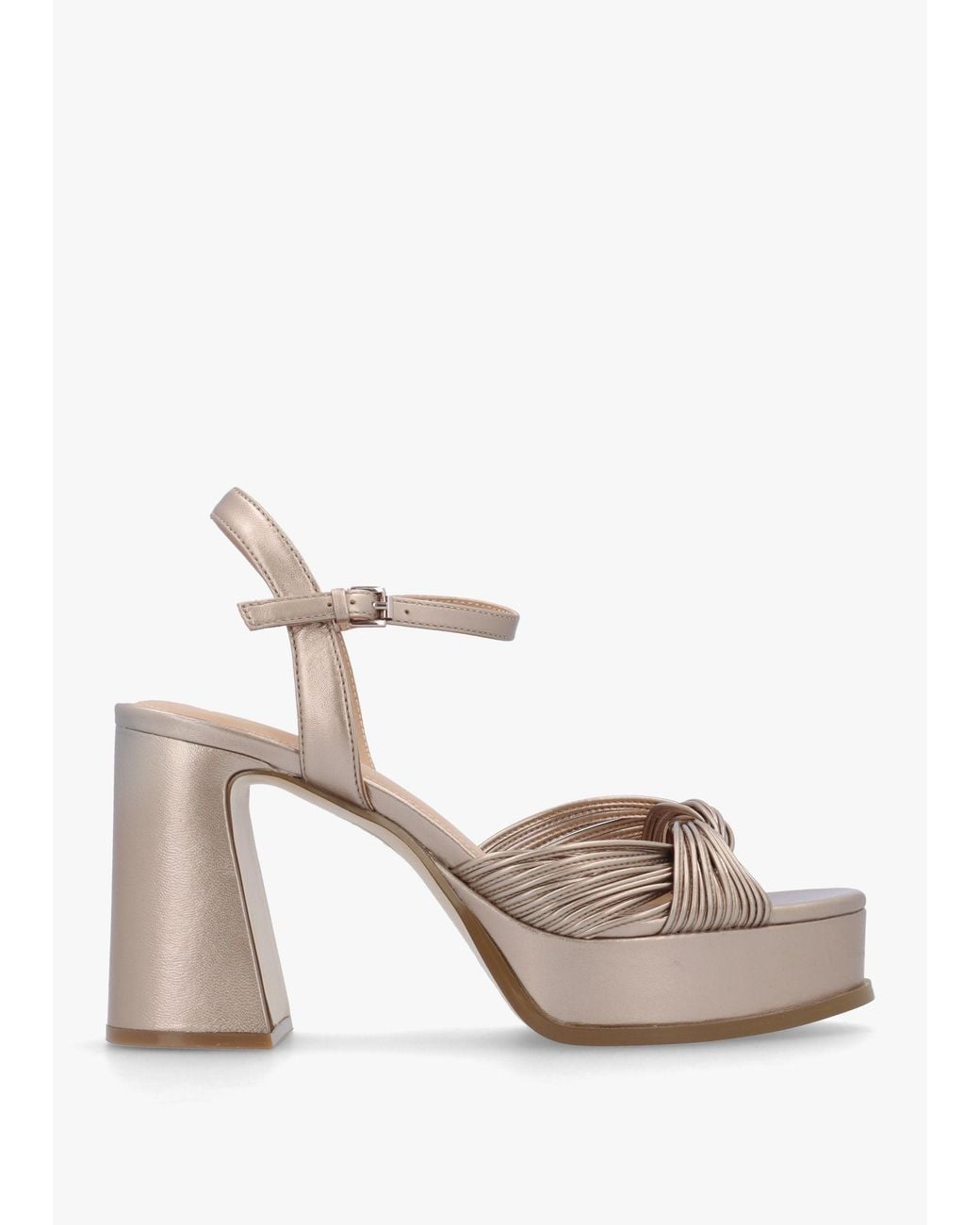 Ash White Muse Champagne Platform Block Heel Sandals