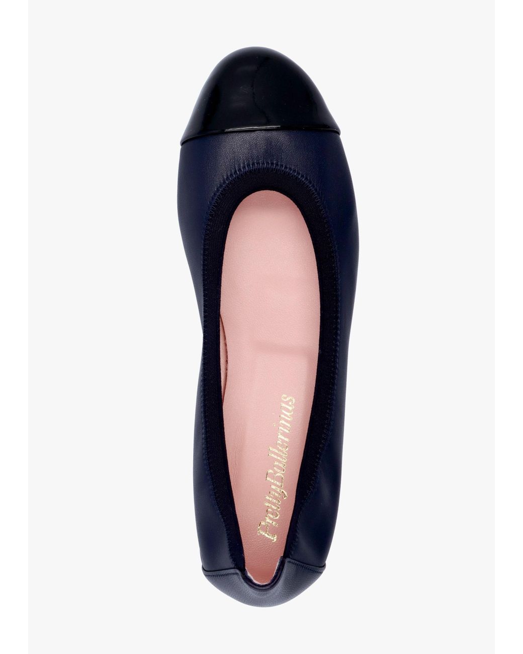 Pretty Ballerinas Gretschen Navy Leather Patent Toe Cap Ballerina
