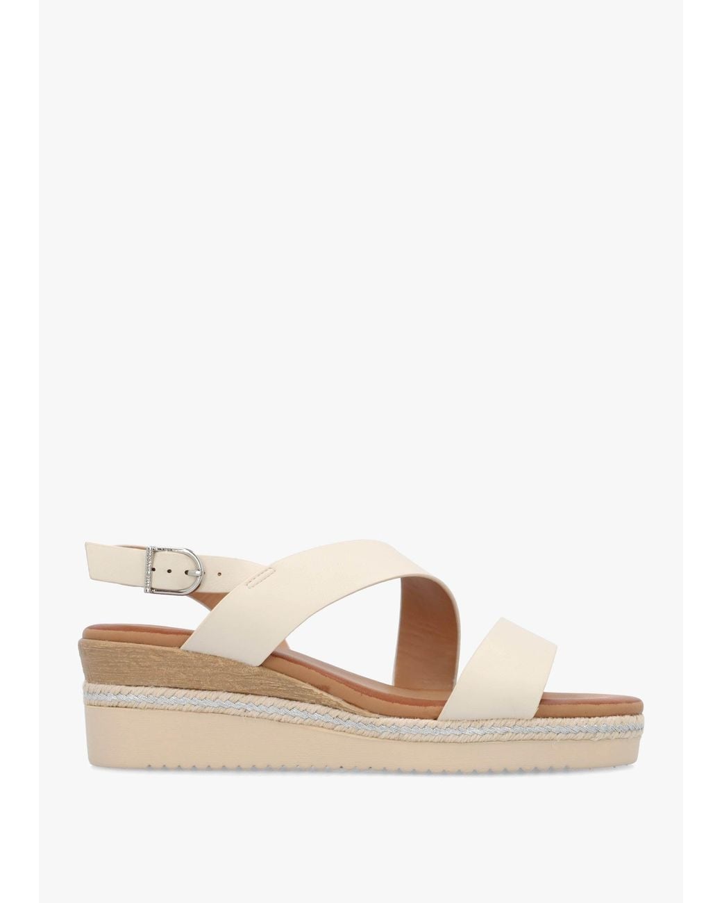 Moda In Pelle White Joani Cream Strappy Low Wedge Sandals
