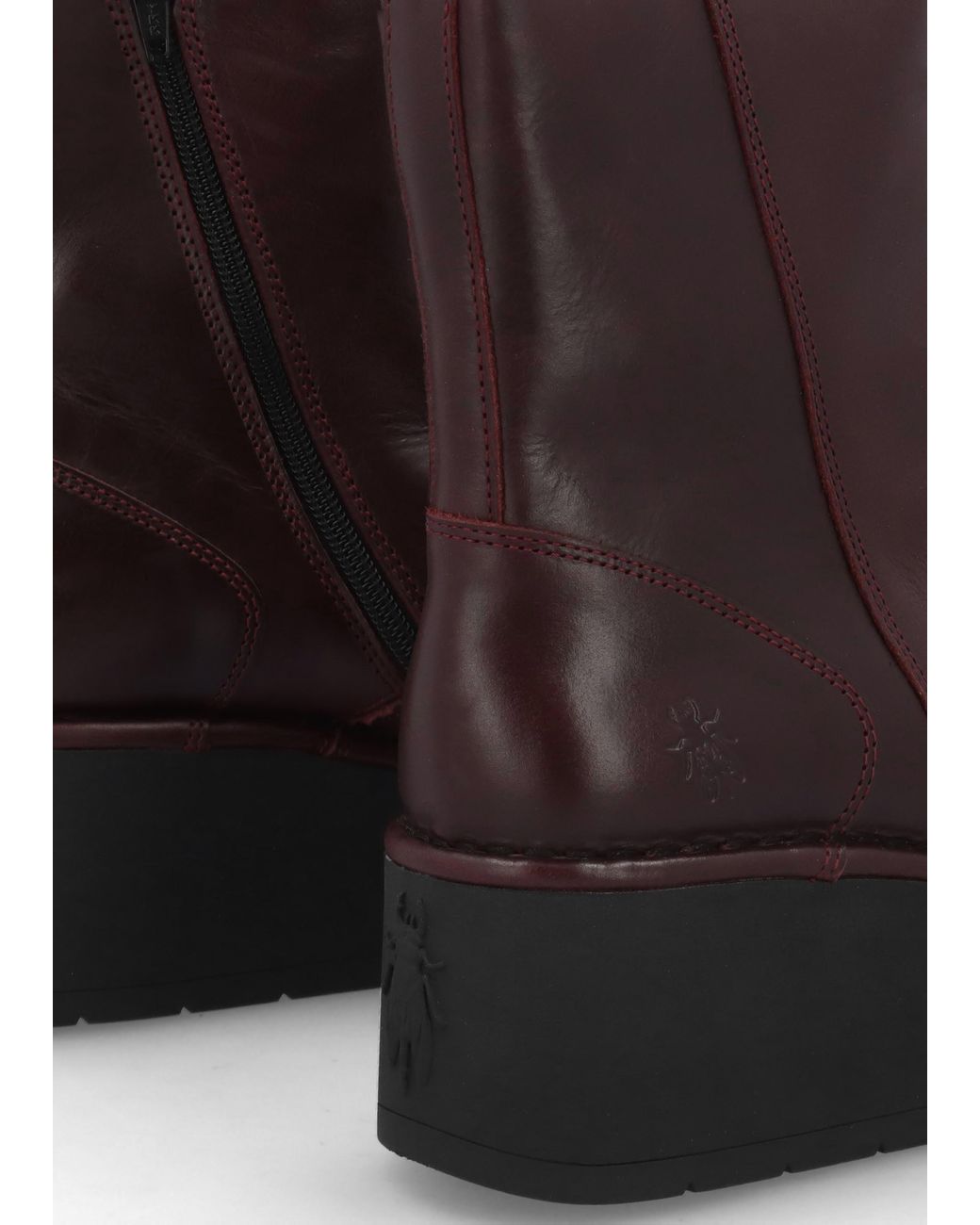 Fly London Brown Heij Wine Flatform Wedge Ankle Boots
